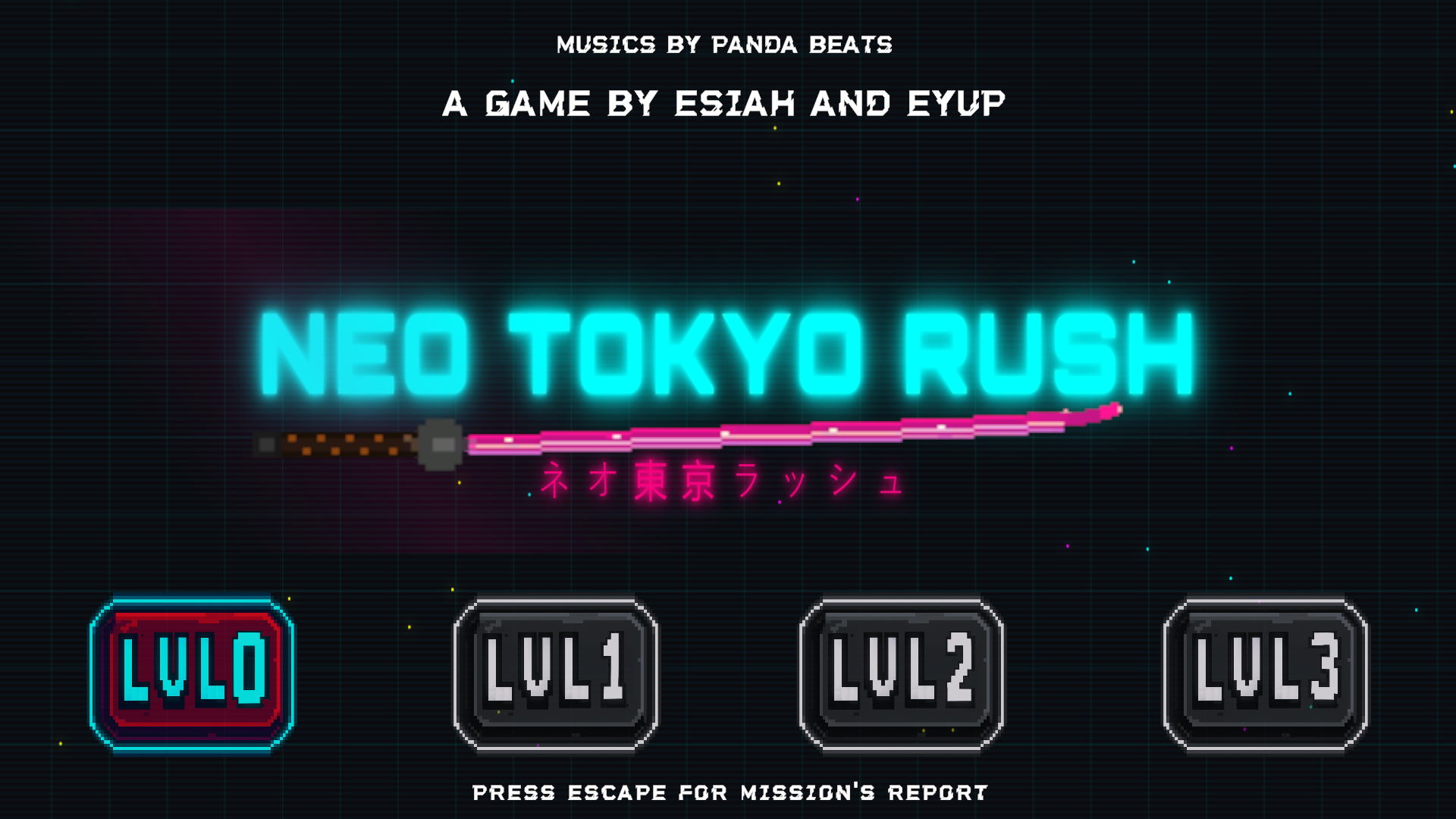 Neo Tokyo Rush Main Menu